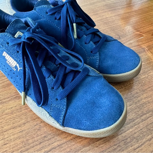 PUMA Match Shoes In Suede Navy And Gold Snake Skin Accents - Like New, S… - Picture 4 of 13